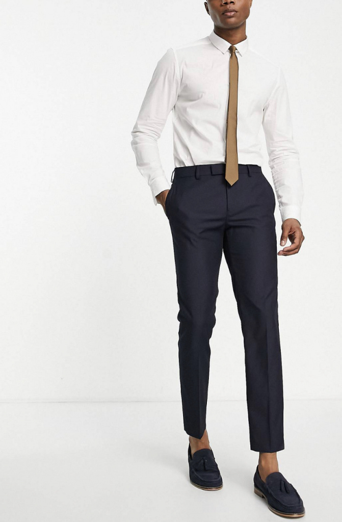 Modrý/navy pánsky oblek skinny fit 0134RI