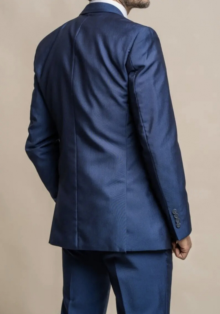 Modrý pánsky 3-dielny formálny slim fit oblek 0138HOC