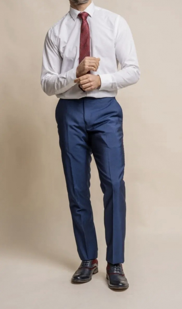 Modrý pánsky 3-dielny formálny slim fit oblek 0138HOC