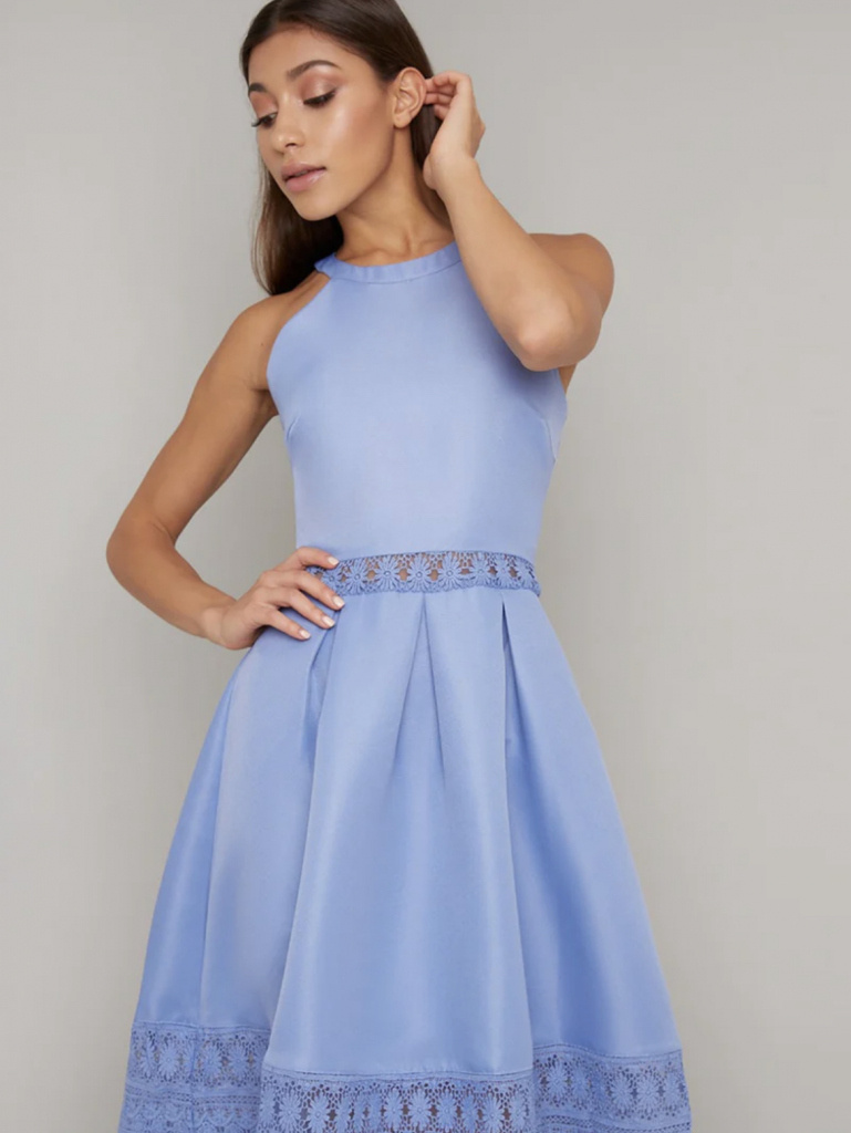 Modré háčkované midi šaty 0304C