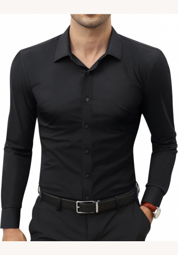 Čierna pánska nežehlivá slim fit košeľa 078AZ