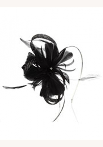 Čierny kvet do vlasov s periami 006