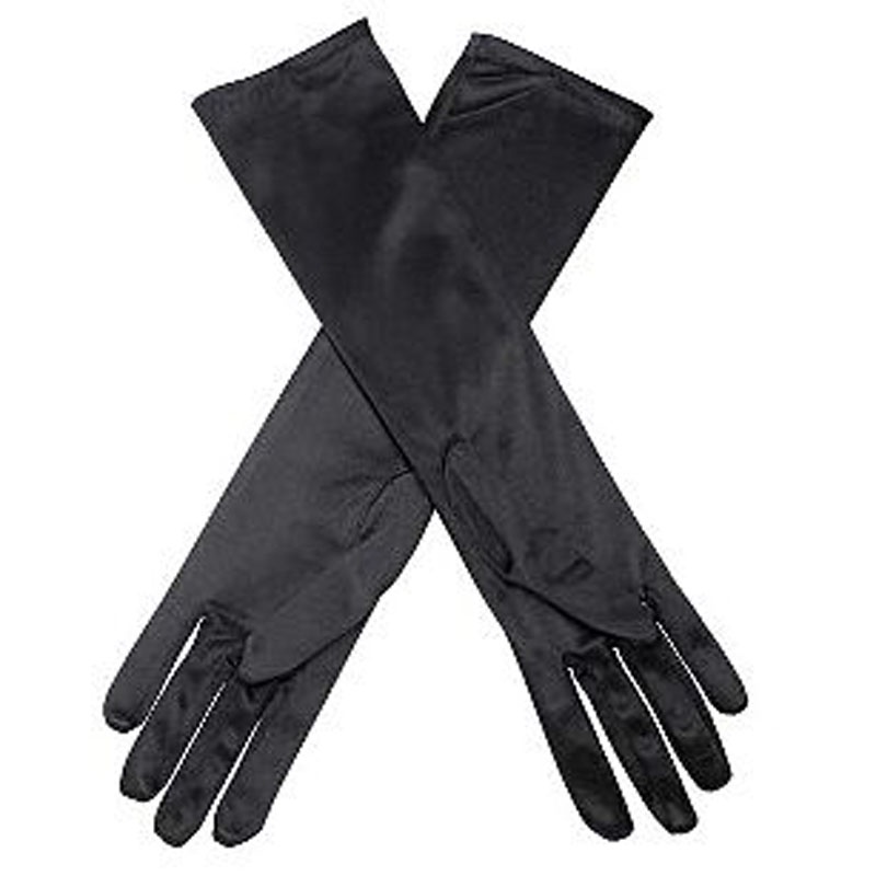 Čierne saténové rukavice po lakeť 007